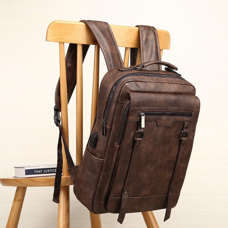 Premium Vintage Leather Backpack LoungeYard — product view 5