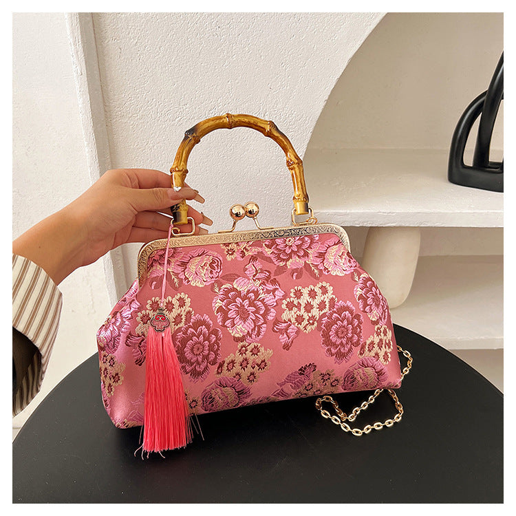 Elegant Floral Satin Handbag — product view 5