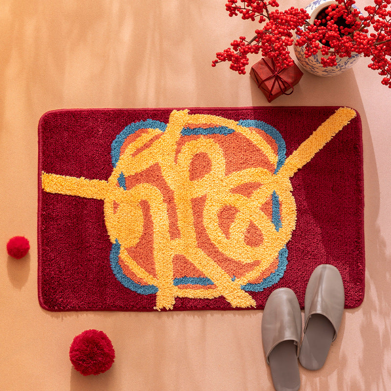 Tufted door and bath mat rug with abstract relief pattern LoungeYard — product view 1
