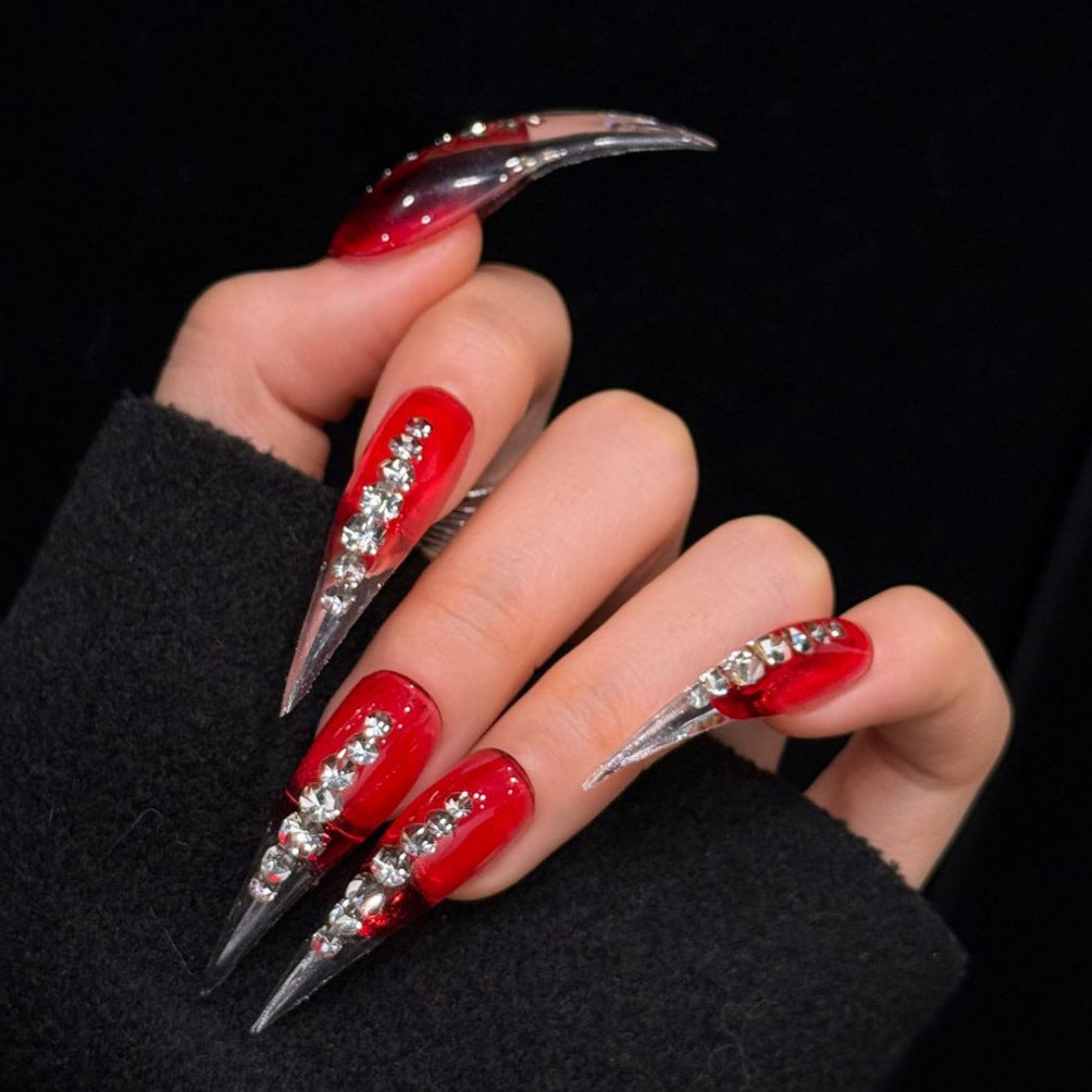 Glamorous Stiletto Press-On Nails with Crystal Accents — product view 1