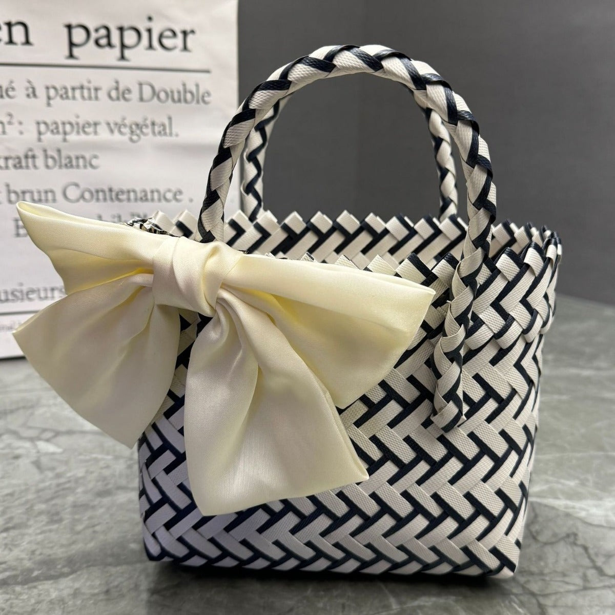 Handcrafted basket bag in stylish design LoungeYard — product view 4