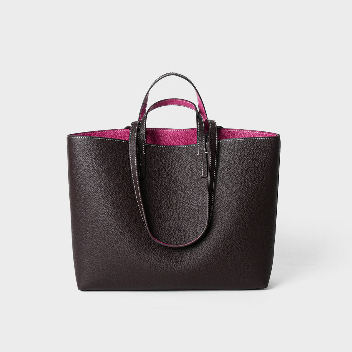 Pebbled Grain Structured Open-Top Double-Handle Tote Bag — product view 1
