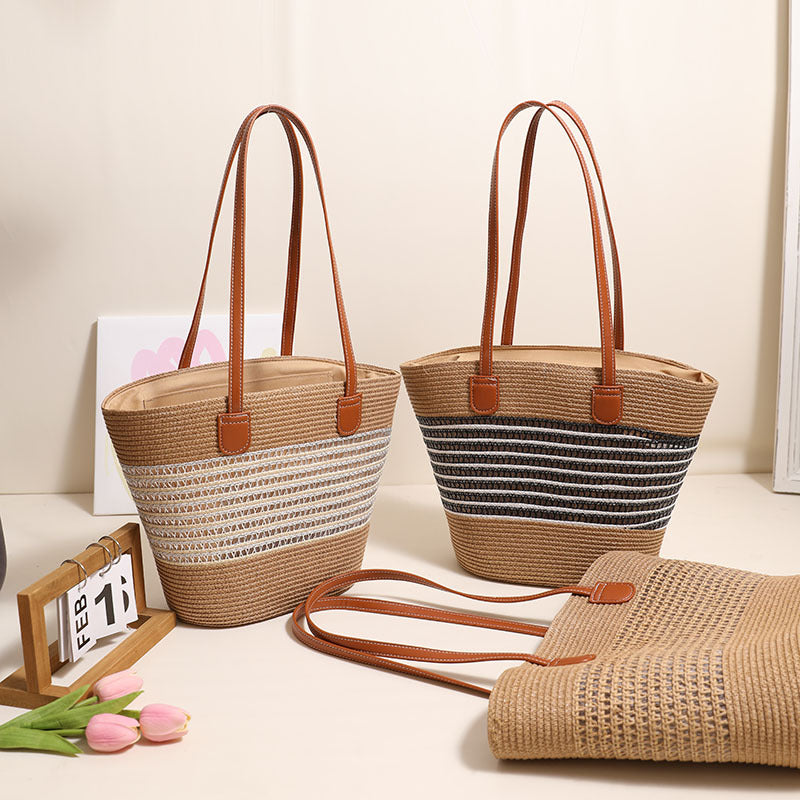 Elegant Bast bag with leather accents LoungeYard — product view 1