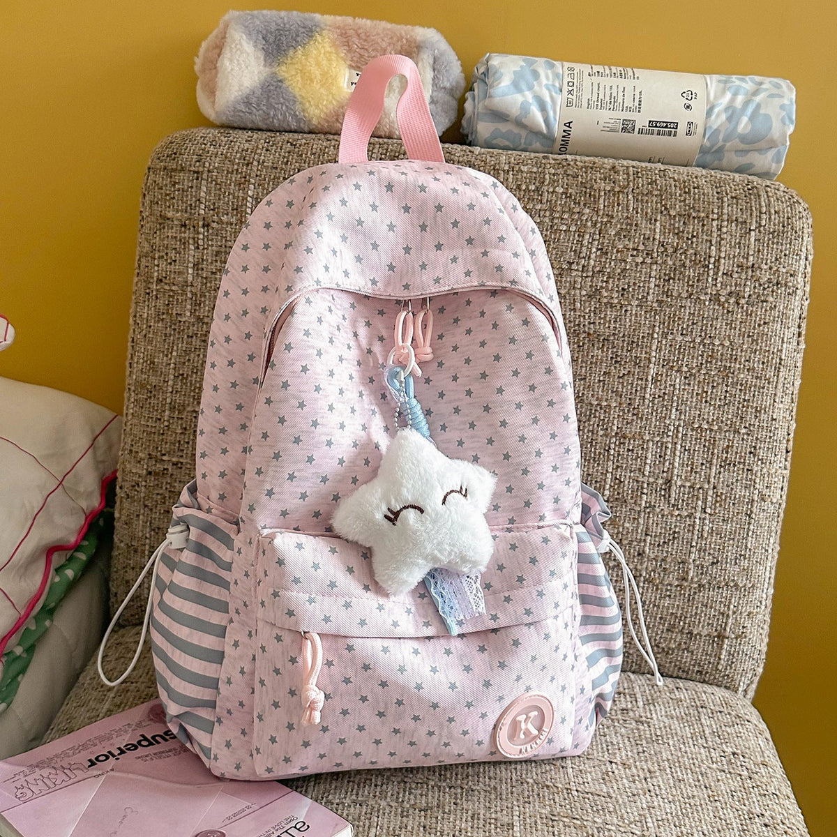 Cute Star-Patterned Backpack LoungeYard — product view 7