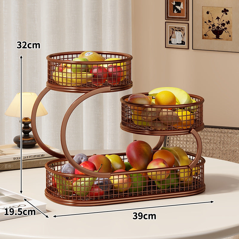 Three-Tier Metal Mesh Countertop Fruit & Produce Display Stand — product view 5