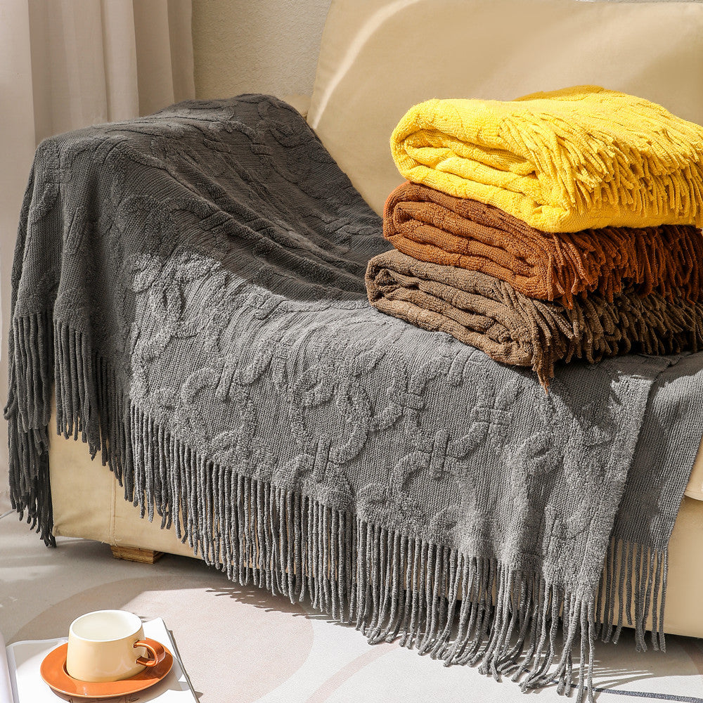 Textured Fringe Throw Blanket — product view 1