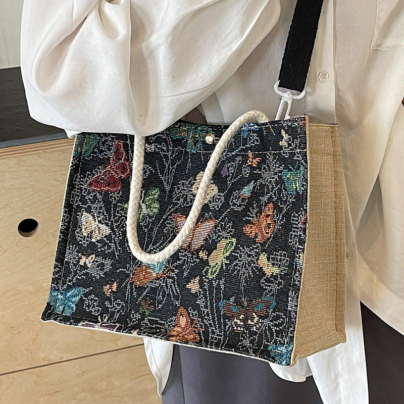 Floral Embroidered Canvas Tote Bag 1790616768 — product view 6
