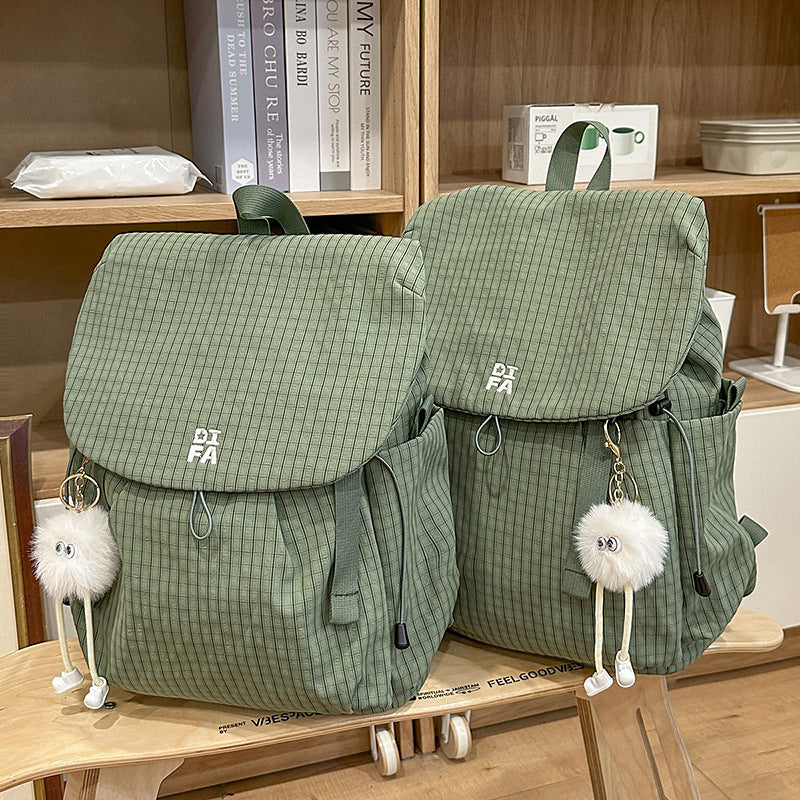 Durable Multi-Pocket Checkered Backpack LoungeYard — product view 7