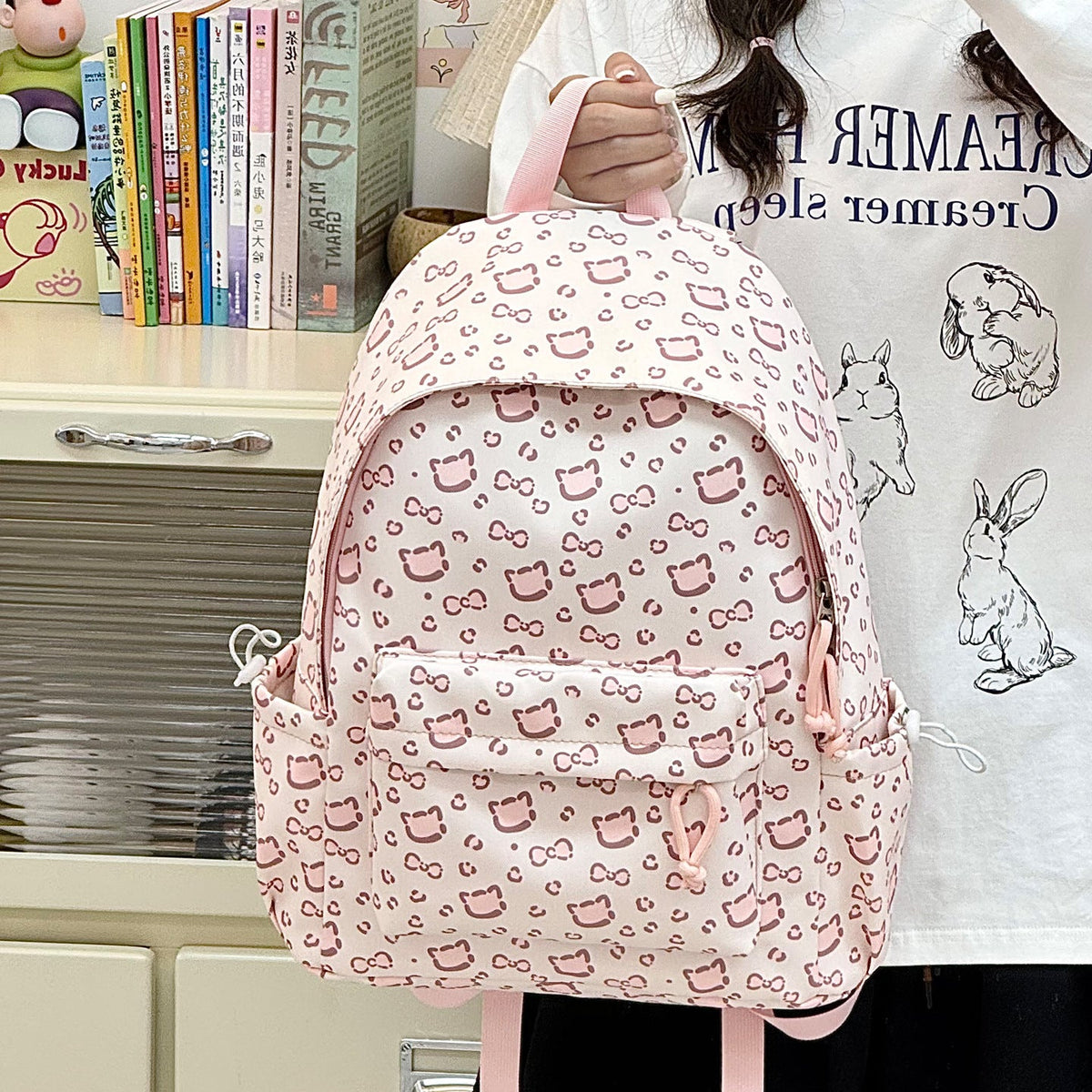 Adorable Character Print Backpack LoungeYard — product view 3