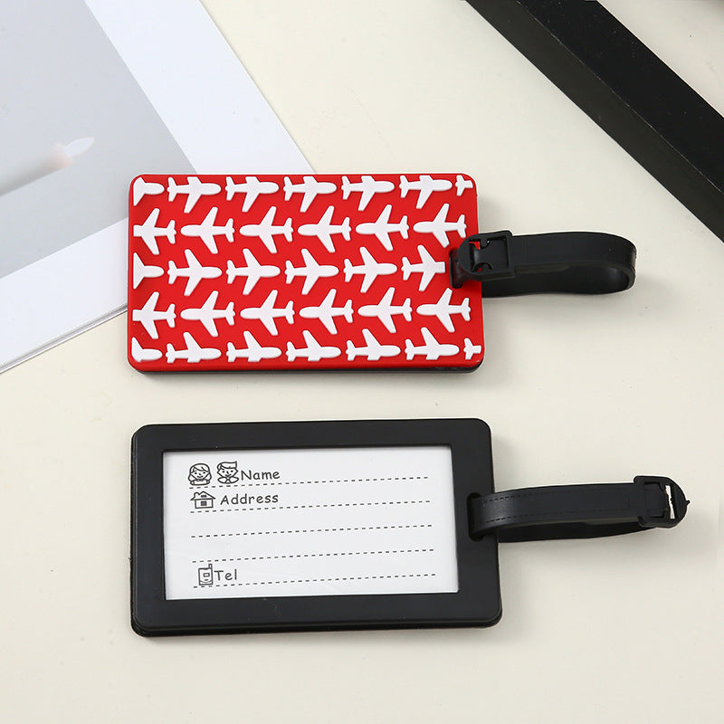 silicone travel luggage tag world map airplane design with adjustable strap LoungeYard — product view 2