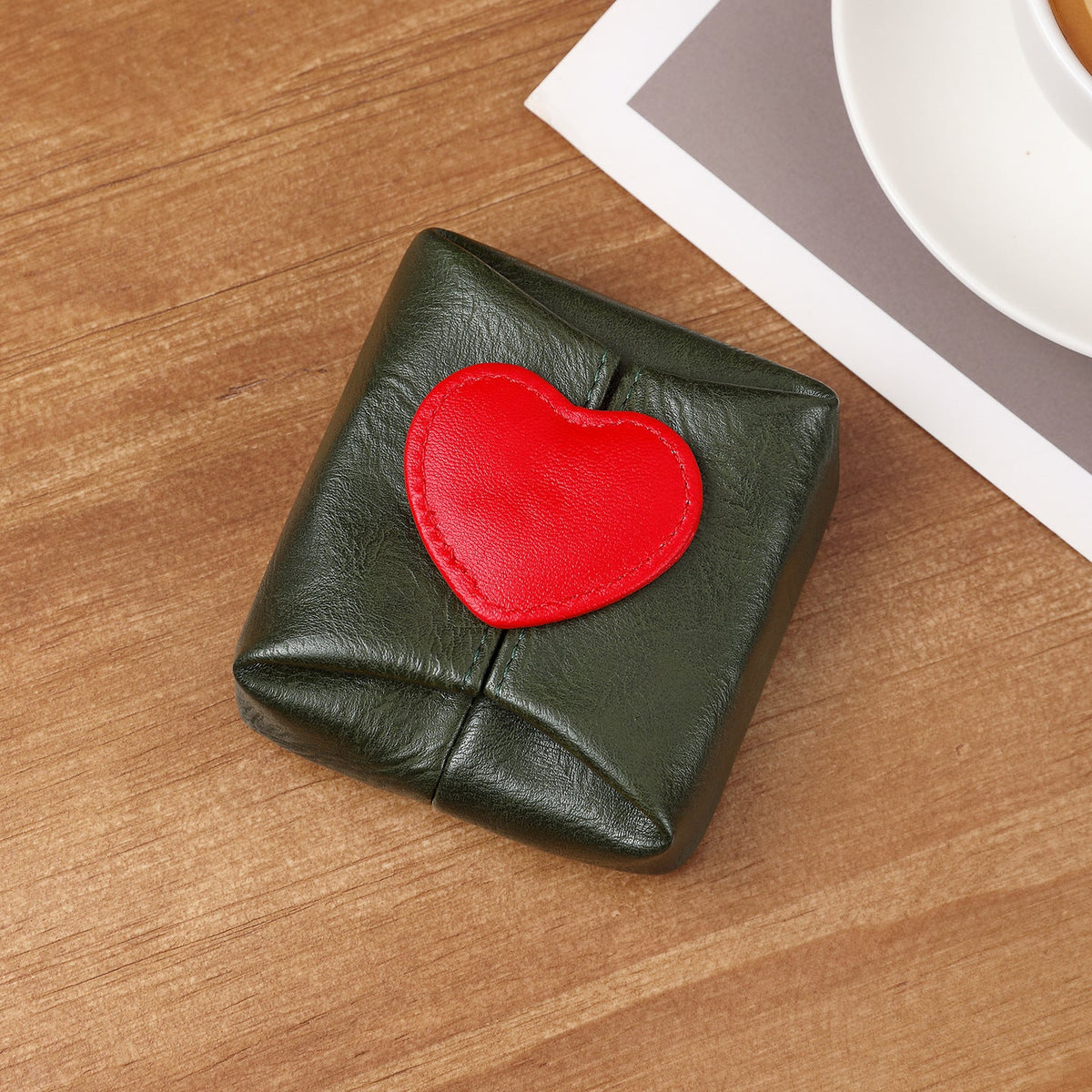 Heart-Embellished Leather Coin Purse — product view 3