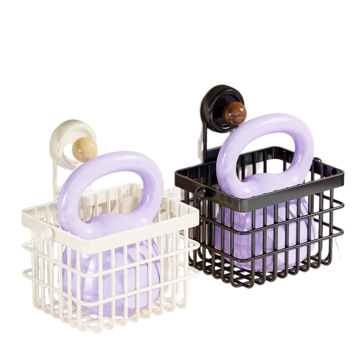 Wall-Mounted Suction-Cup Wire Basket Tissue and Wipes Organizer — product view 2