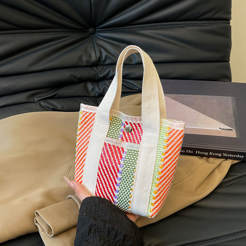 WoColorful Woven Beach Tote Bag LoungeYard — product view 1