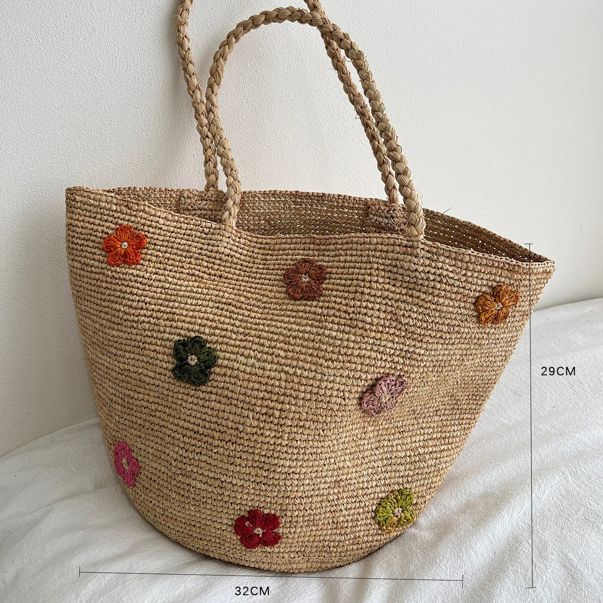 Handmade straw bag with colorful lemon design LoungeYard — product view 6
