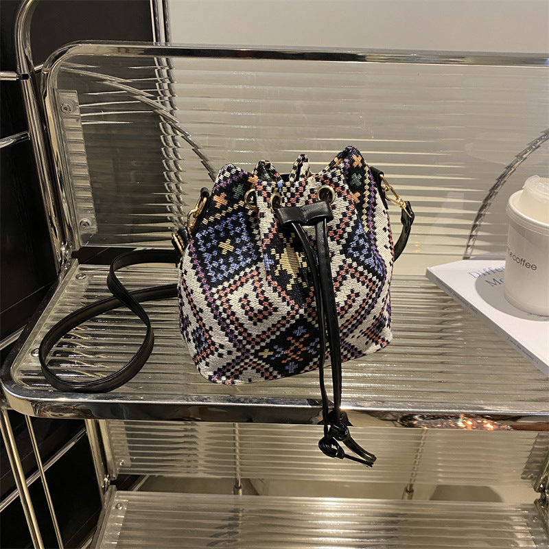 Bohemian Style Drawstring Bucket Bag — product view 2