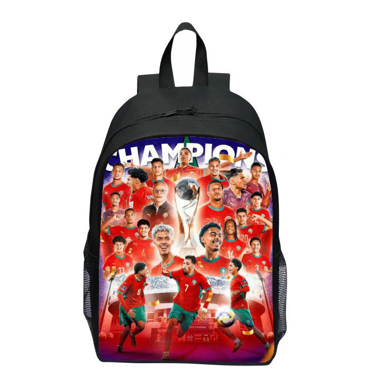 Sporty backpack with Wm trophy design LoungeYard — product view 2