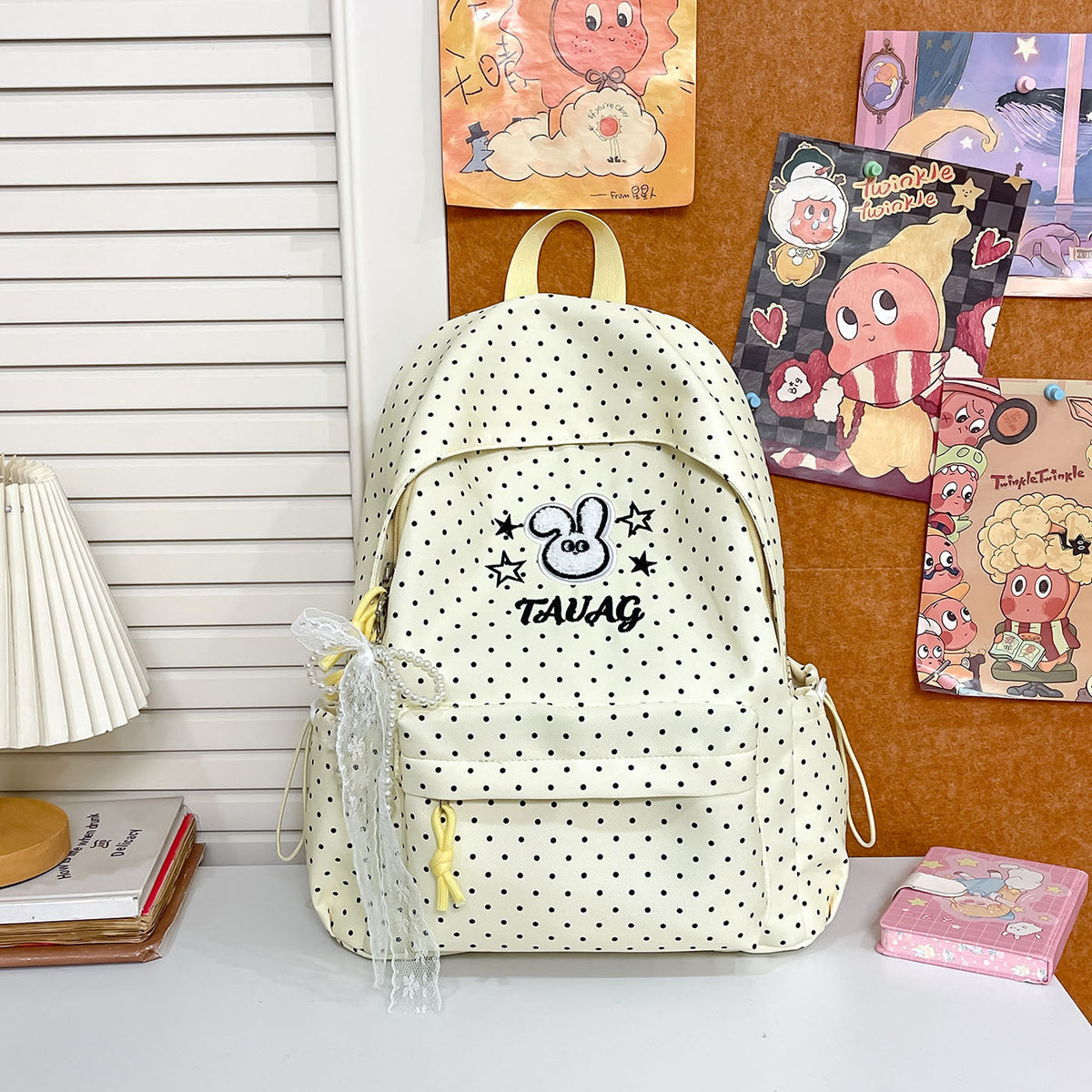 Cute Polka Dot Character Backpack LoungeYard — product view 6