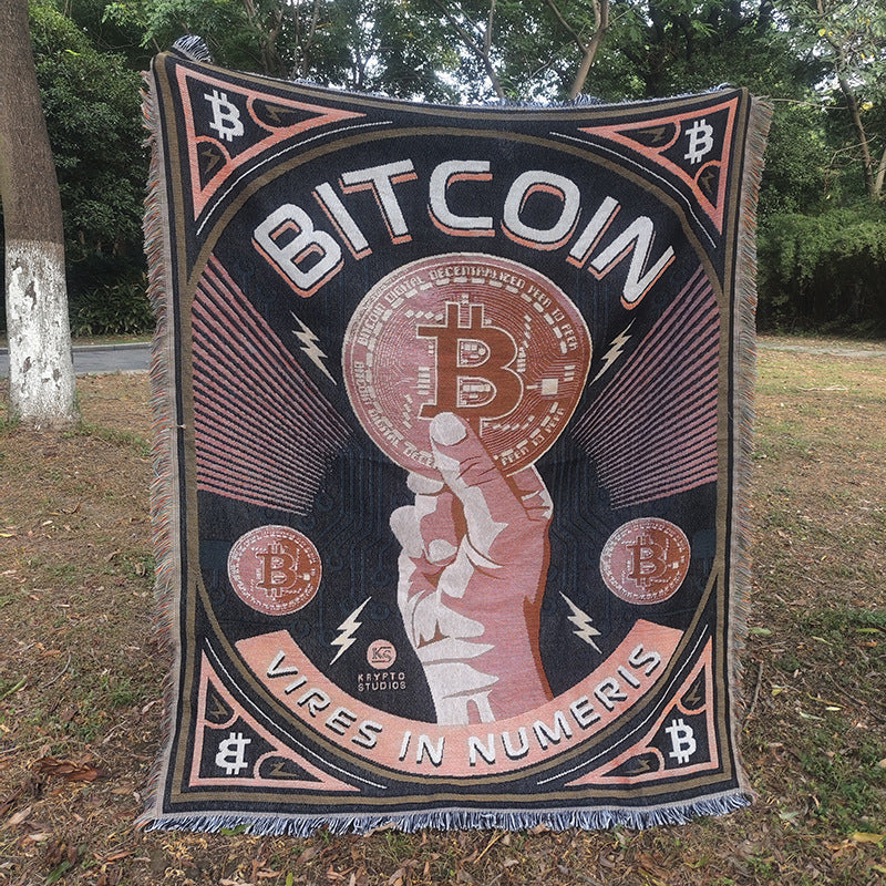 Bitcoin-Themed Tapestry Blanket — product view 6