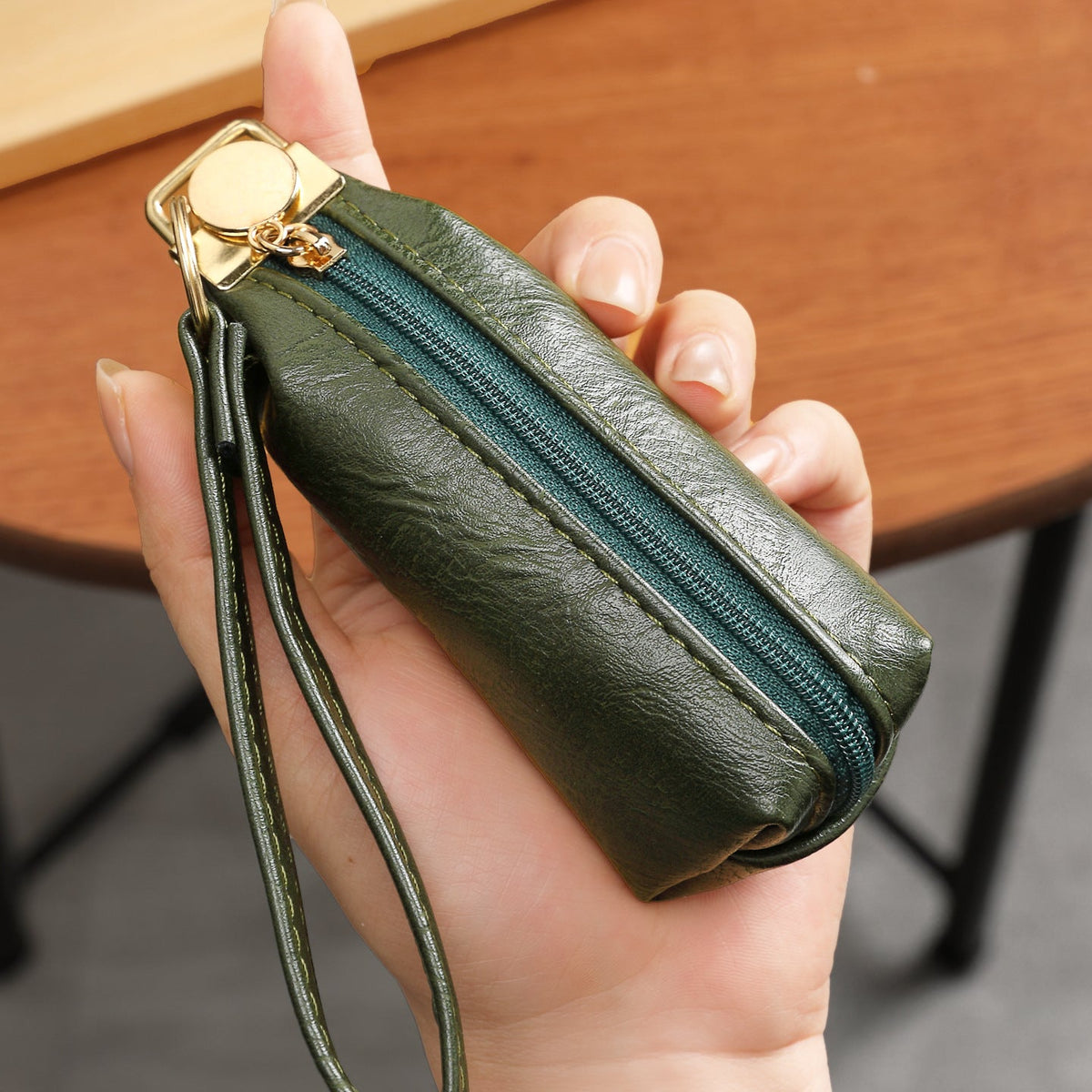 Premium Leather Zippered Coin Pouch — product view 7