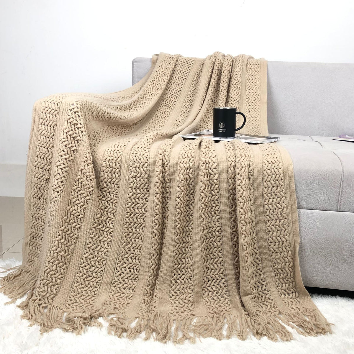 Cozy Knit Throw Blanket LoungeYard — product view 6