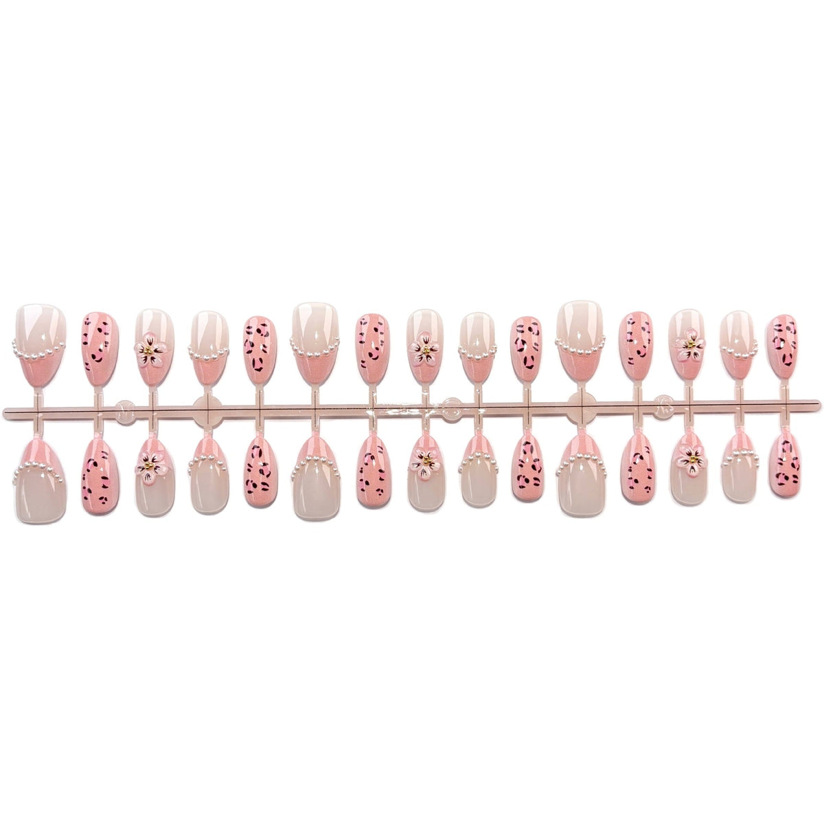 Decorative Press-On Nail Set with Floral and Pearl Accents — product view 4