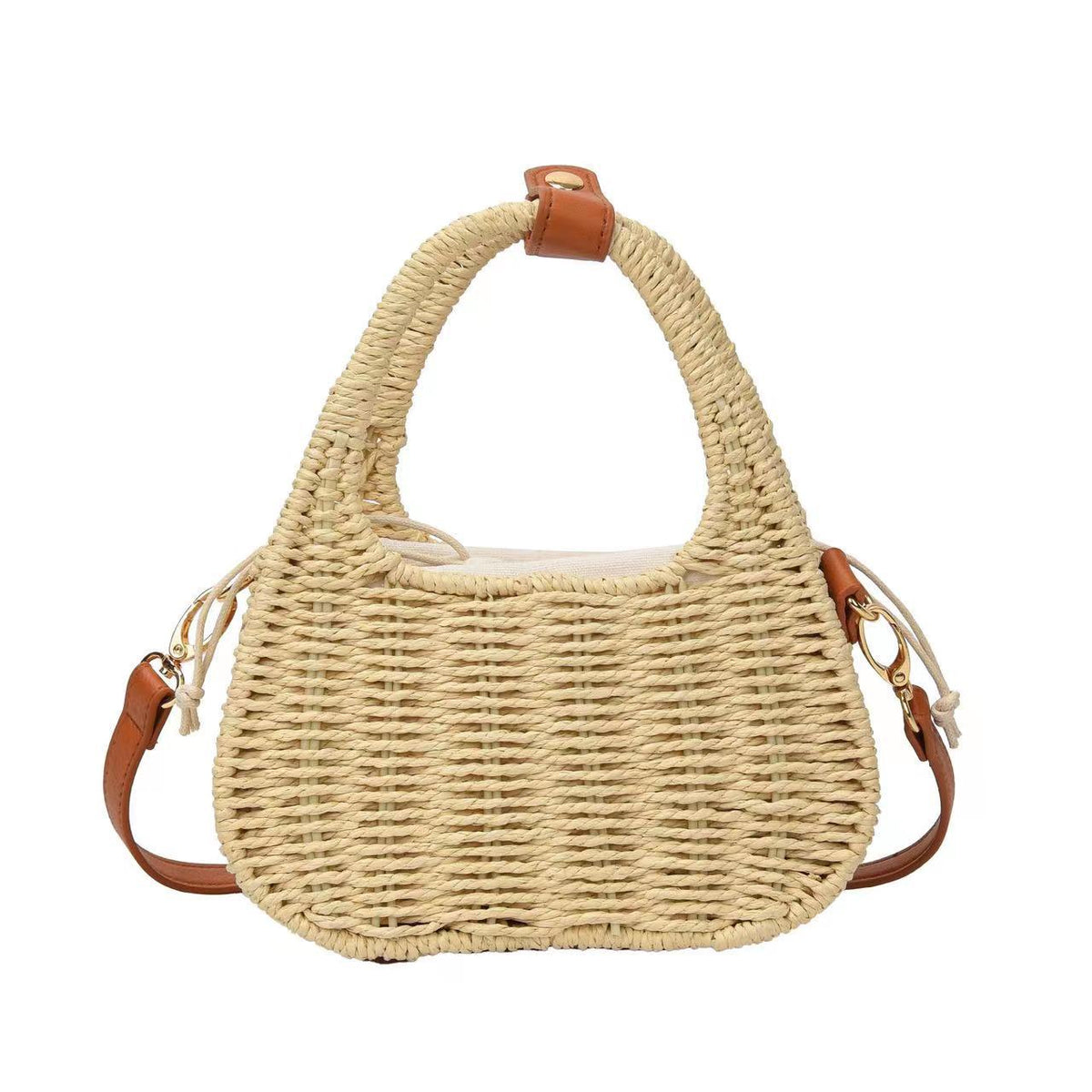 Fashionable wicker handbag with elegant leather detail LoungeYard — product view 5