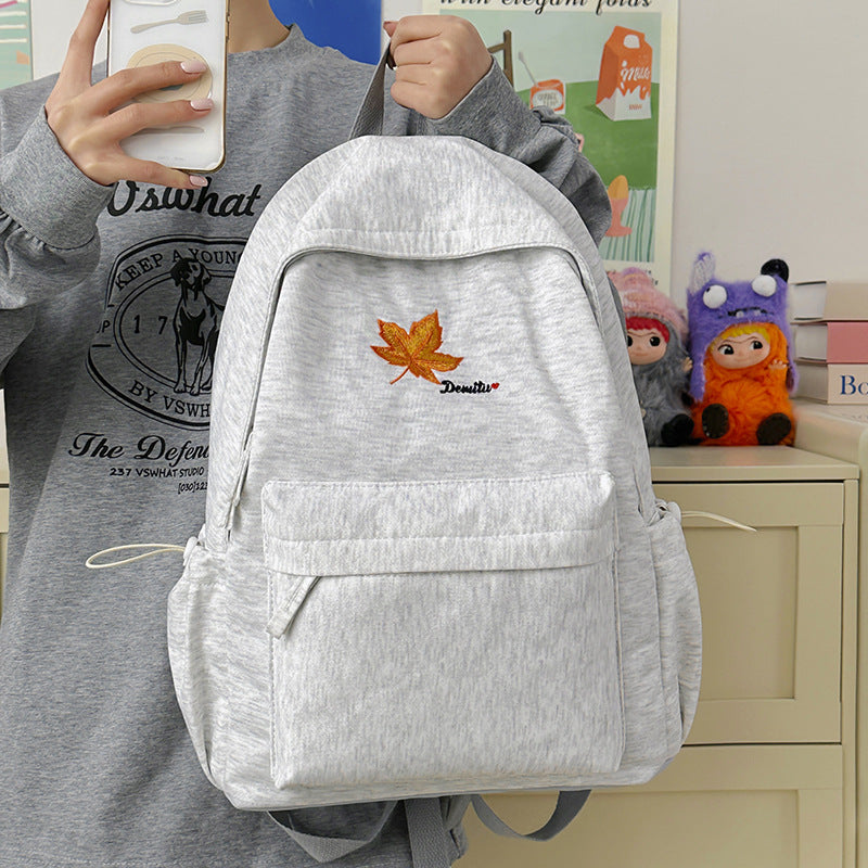 Casual Embroidered Leaf Backpack LoungeYard — product view 1