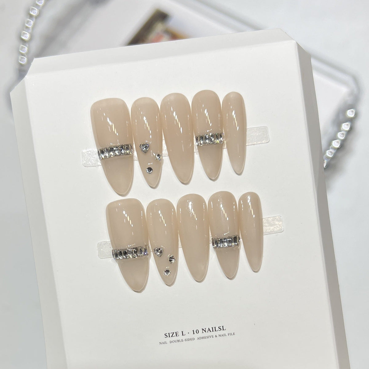 Glamorous Stiletto Press-On Nails with Rhinestone Accents — product view 3