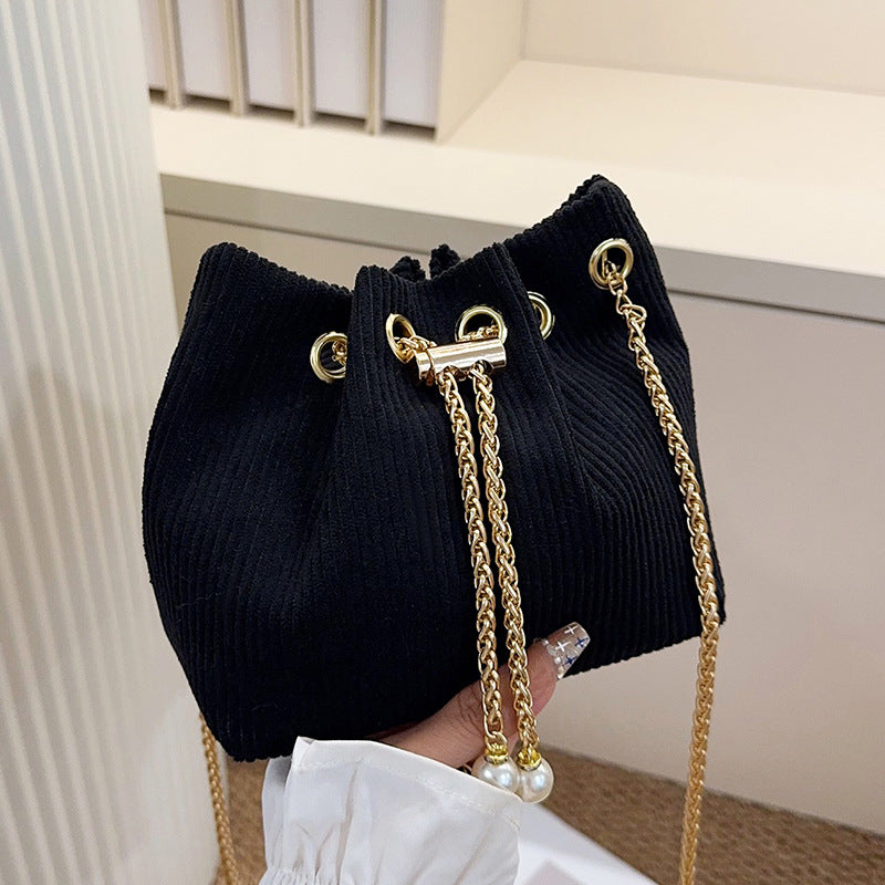 Elegant Textured Drawstring Bucket Bag — product view 4