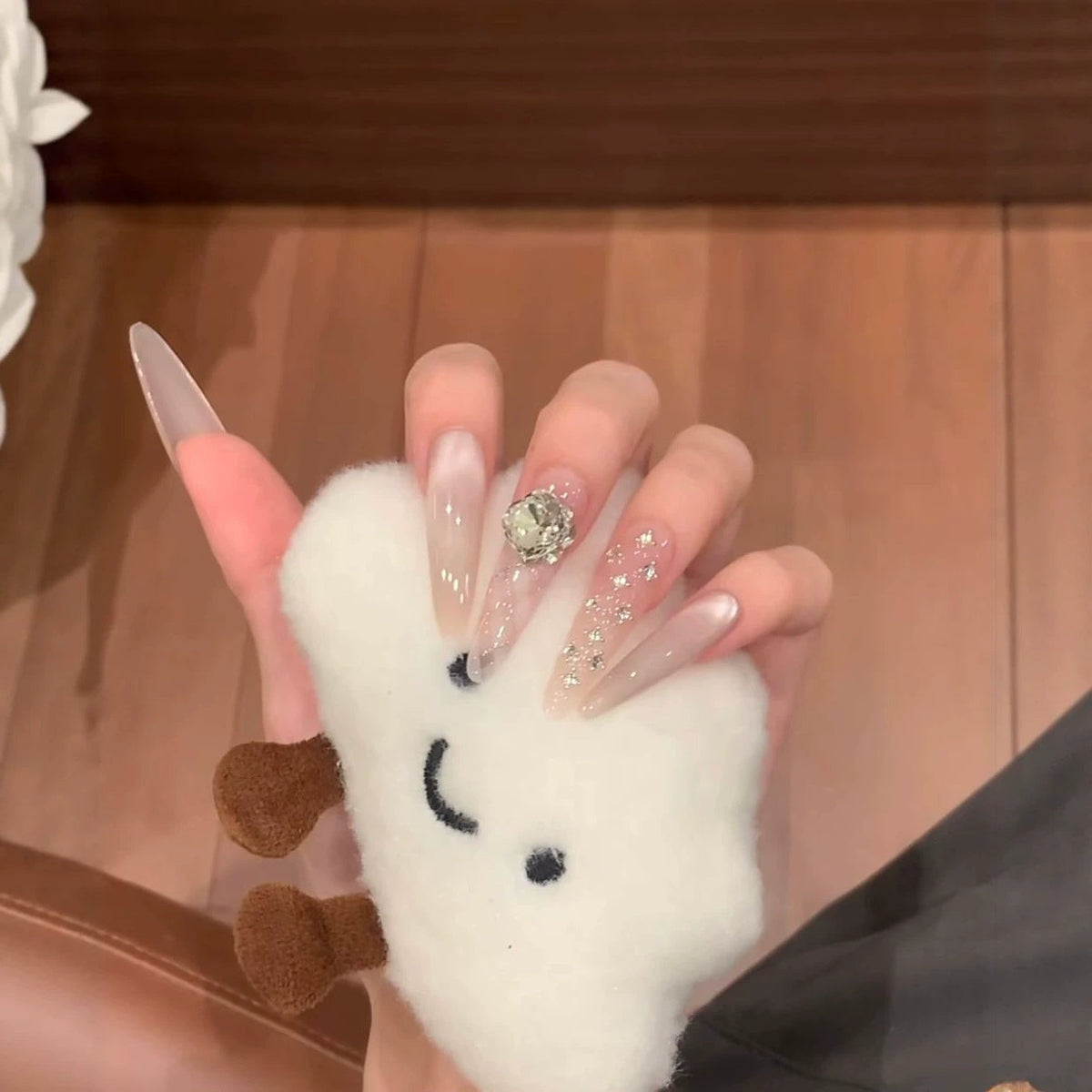 Glamorous Stiletto Nail Extensions with Glitter Accents — product view 1