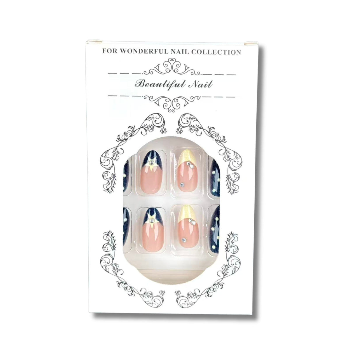Artistic Press-On Nail Set with Star Accents — product view 4