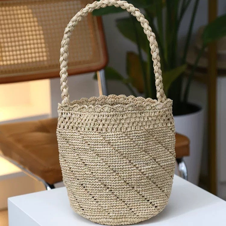 Handmade basket bag with unique weaving LoungeYard — product view 6