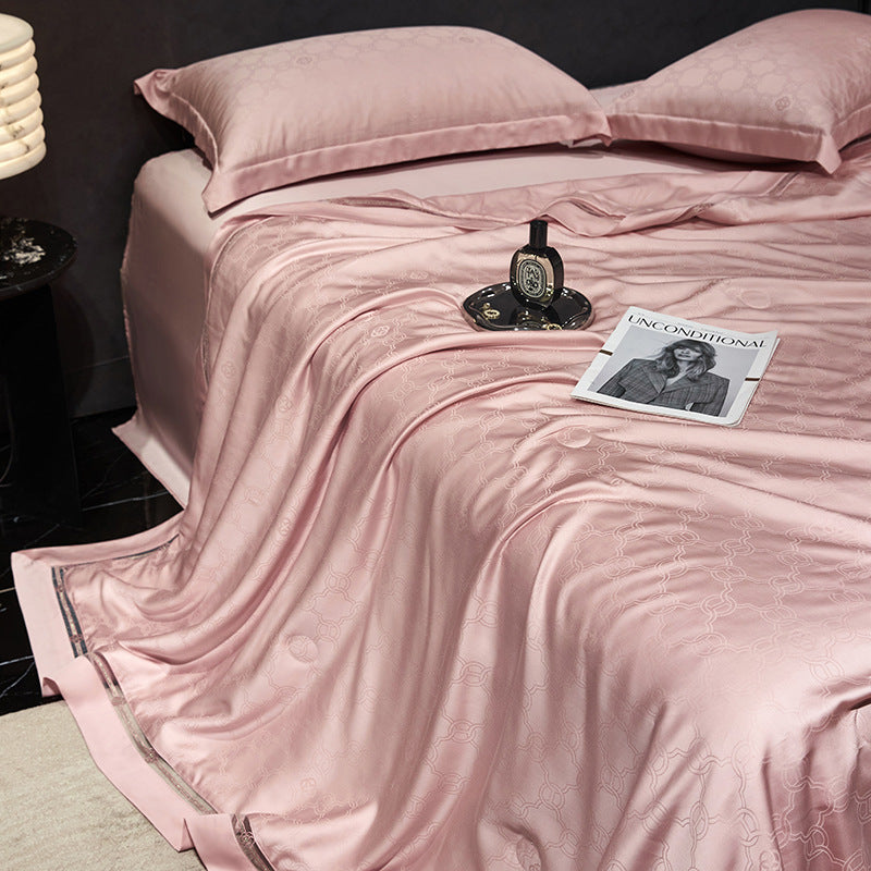 Luxurious quilted bedspread with satin jacquard and decorative border — product view 2