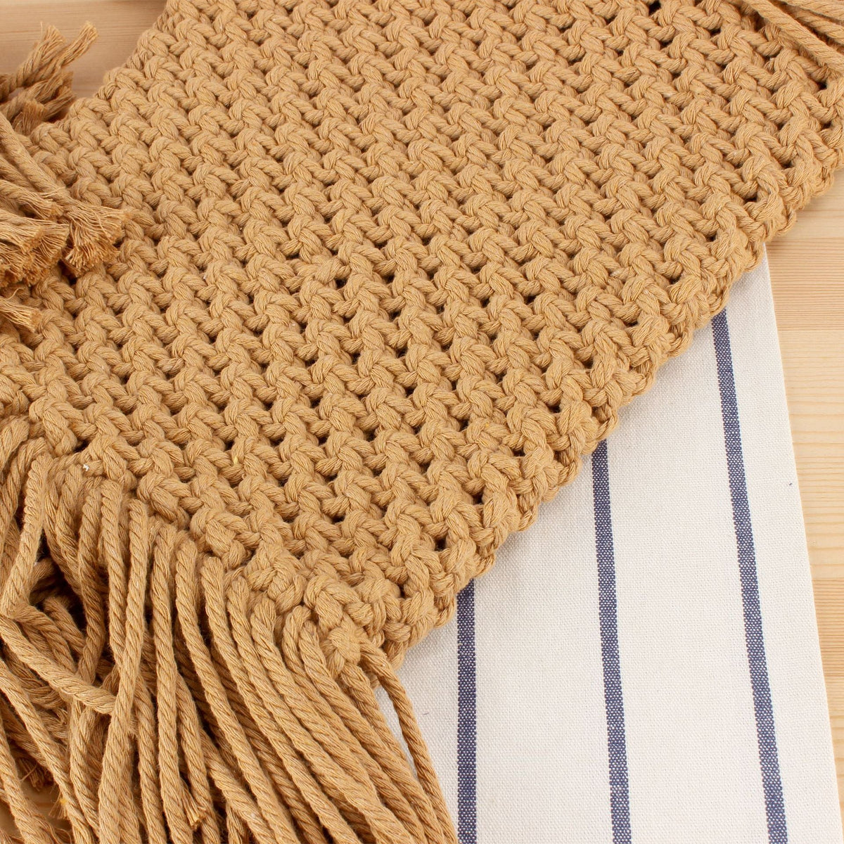 Macrame bag with creative fringes and comfortable carrying handle LoungeYard — product view 4