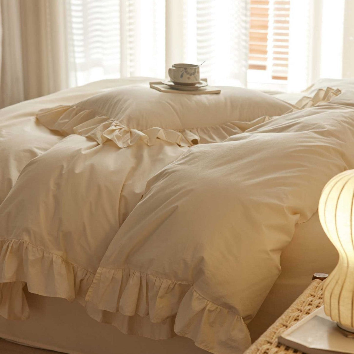 Luxurious bedding set with ruffle hem and soft cotton touch — product view 3