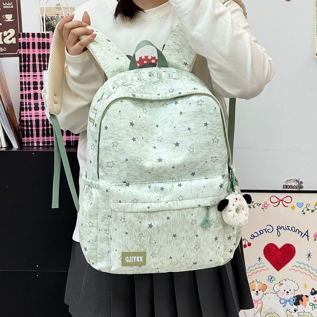 Star-Printed Casual Backpack LoungeYard — product view 3