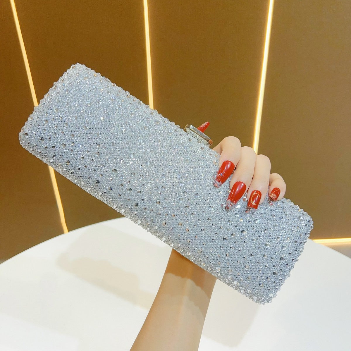 Rhinestone-Embellished Clutch — product view 1