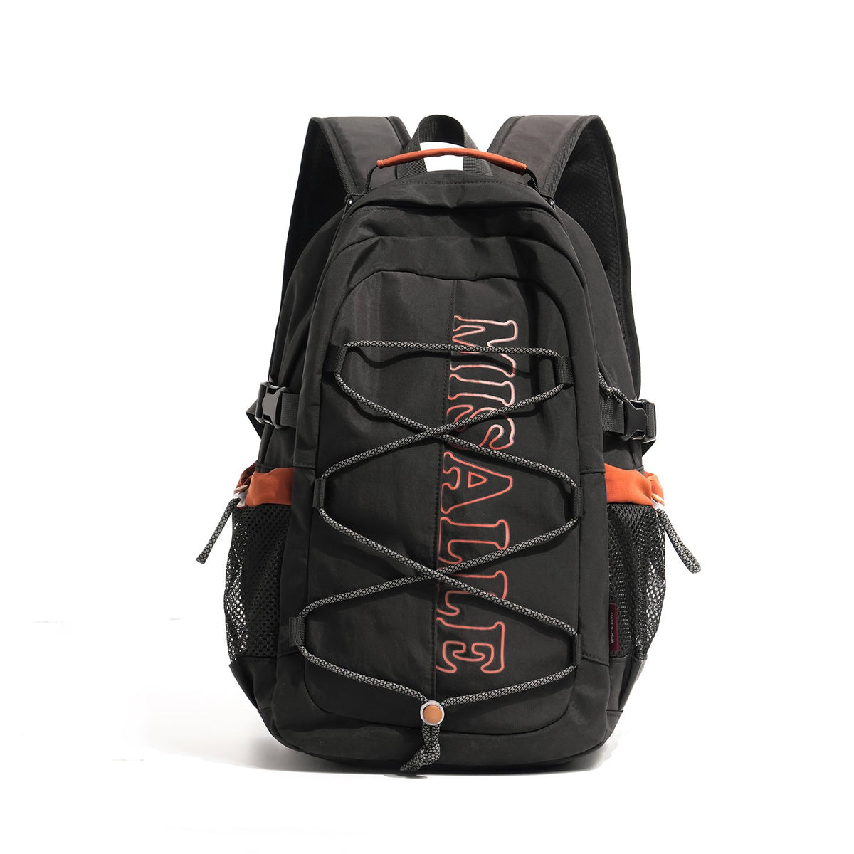 Unisex spacious leisure and travel backpack with padded laptop compartment and elastic front bungee LoungeYard — product view 3