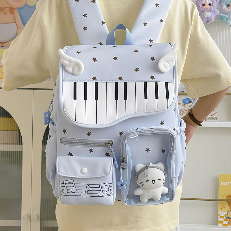 Piano-Themed Casual Backpack LoungeYard — product view 2