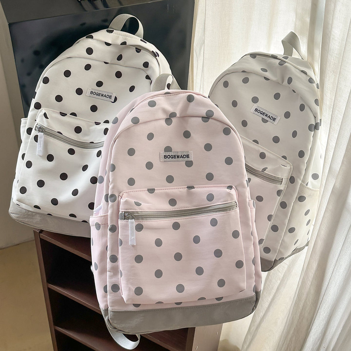 Casual Dot-Printed Backpack LoungeYard — product view 4