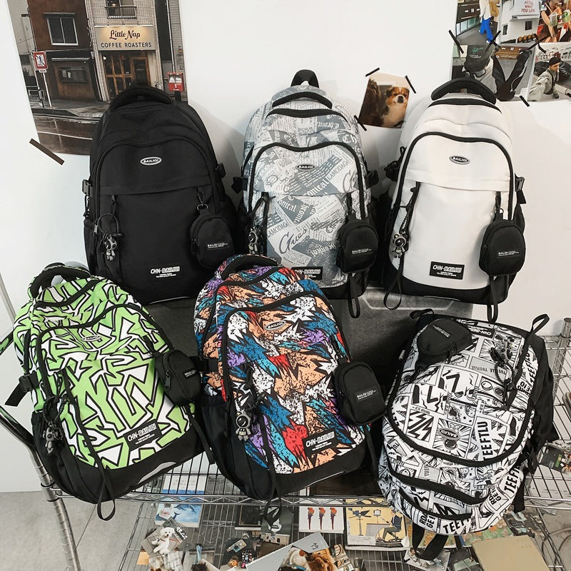 Graphic Design Multi-Pocket Backpack LoungeYard — product view 4