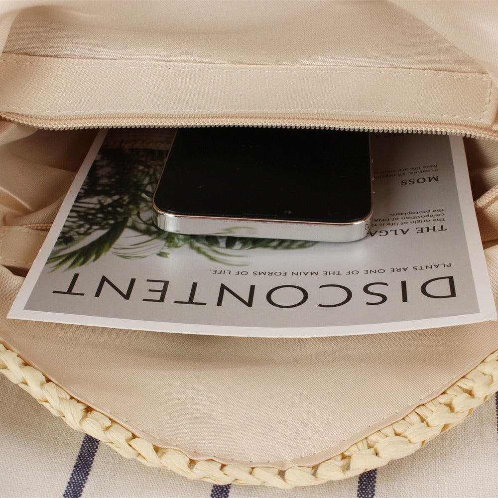 Round Bast Shoulder Bag with Unique Flap Closure LoungeYard — product view 4