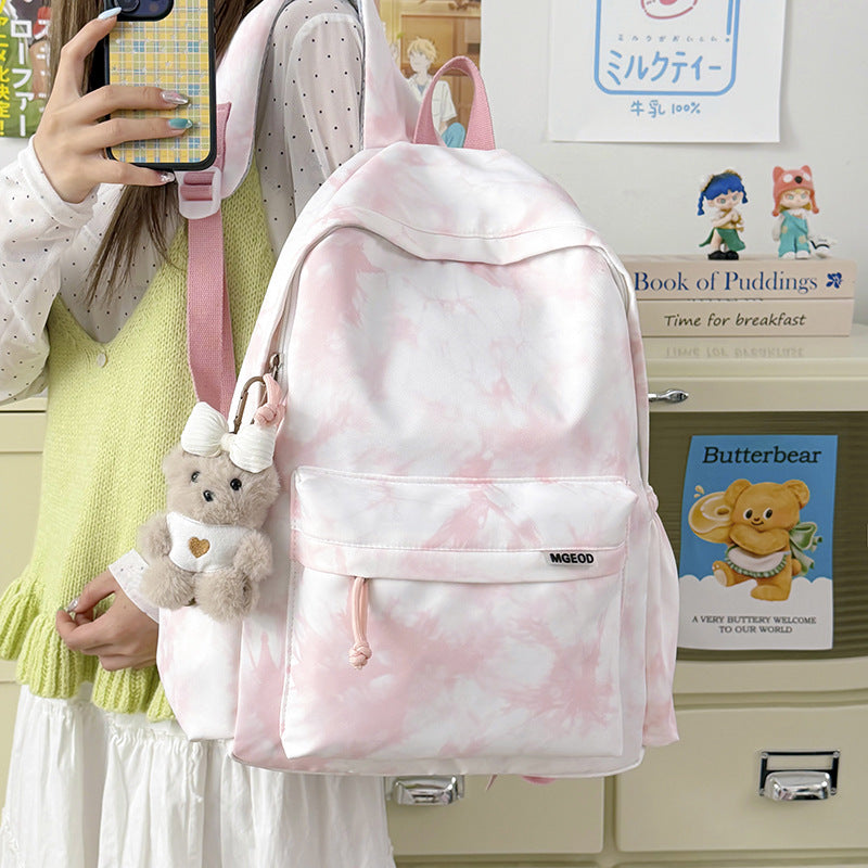 Lightweight Casual Backpack with Plush Keychain LoungeYard — product view 1