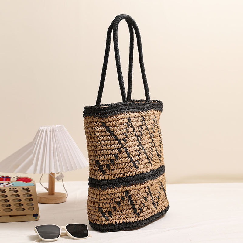 Handcrafted wicker bag with geometric pattern LoungeYard — product view 2