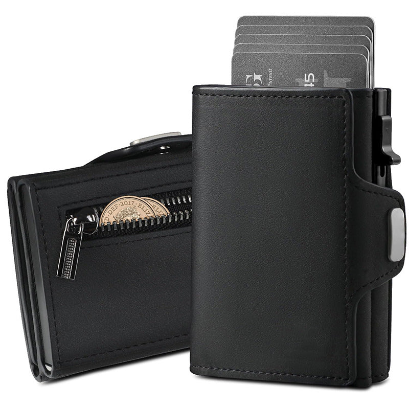 Compact RFID-Blocking Leather Coin Wallet LoungeYard — product view 3