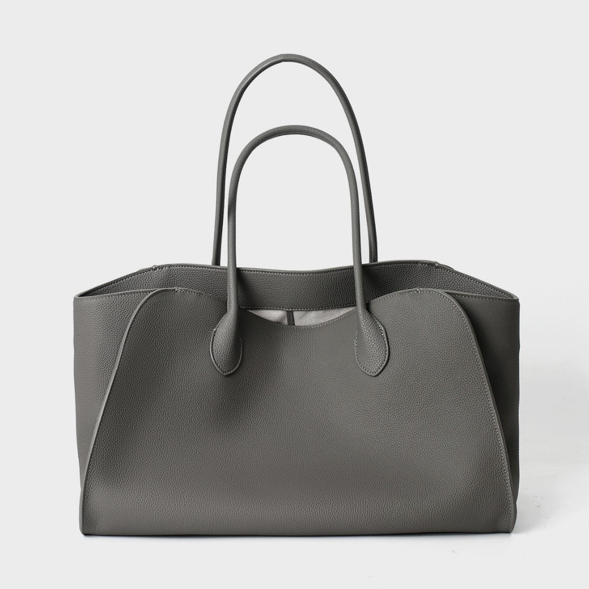 Structured Large Leather Tote Handbag with Double Top Handles — product view 1