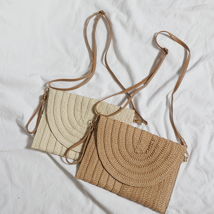 Handbag Made of High-Quality Woven Straw with Elegant Flap Closure LoungeYard — product view 4