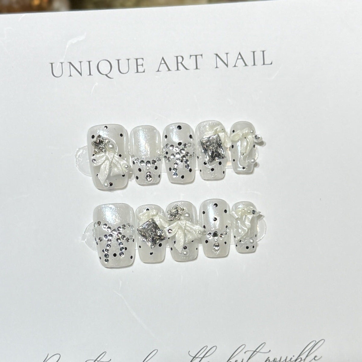 Elegant Rhinestone Bow Press-On Nail Set — product view 2