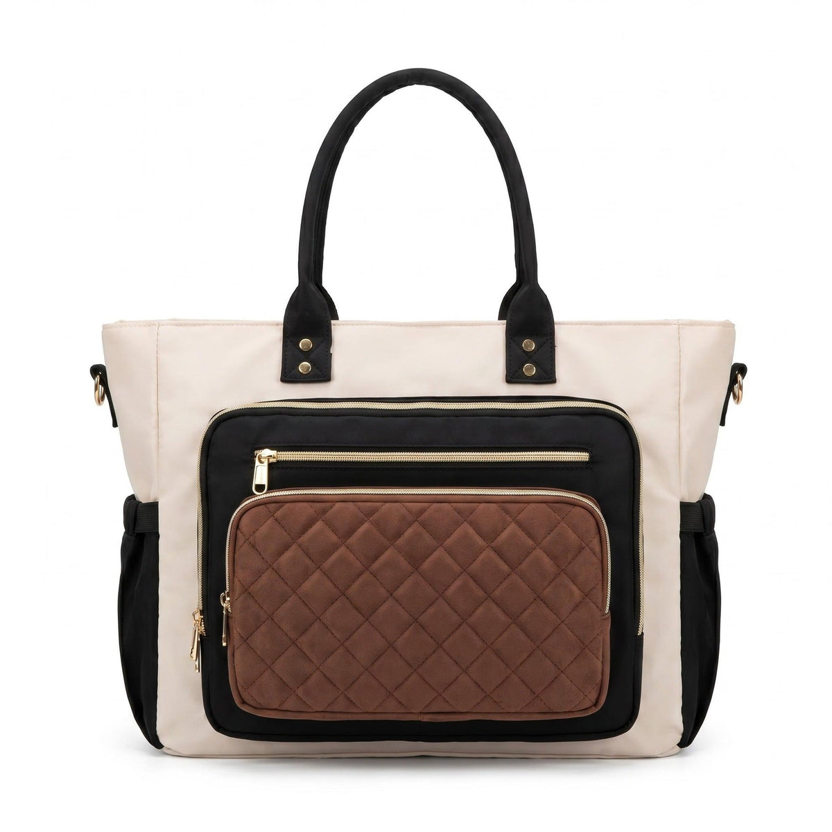 Tote bag with multiple compartments and expandable side pockets LoungeYard — product view 1