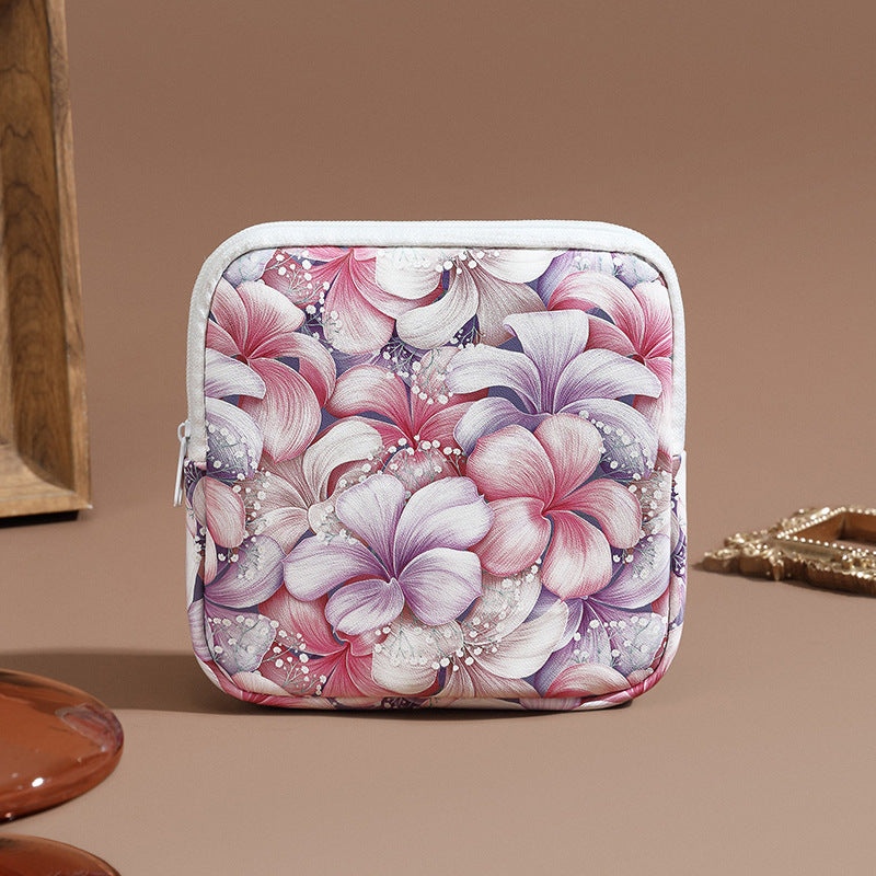 Floral Print Zippered Makeup Pouch — product view 1